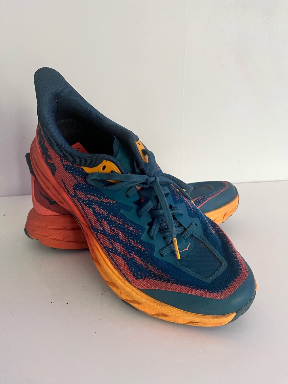 HOKA Speedgoat 5 Women’s 9.5B Teal Coral Orange Trail Running Shoes